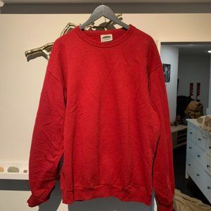 oversized red sweatshirt